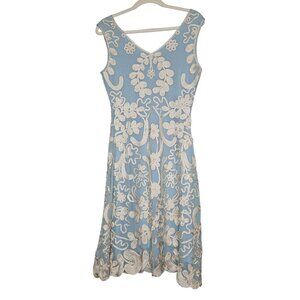 Sundance Cameo Applique Lace Overlay Sleeveless Dress PM Petite M Full Skirt